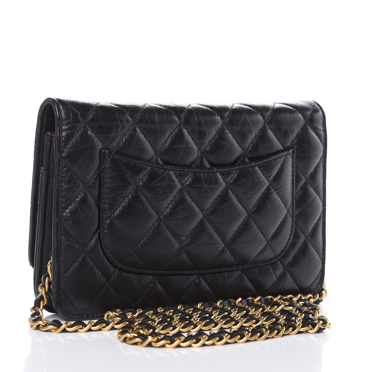 Chanel Aged Calfskin Quilted Reissue Wallet On Chain WOC Black 3 of 14