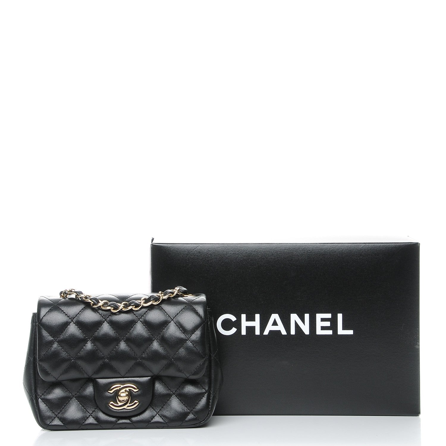 Chanel Lambskin Quilted Mini Square Flap Black 8 of 8