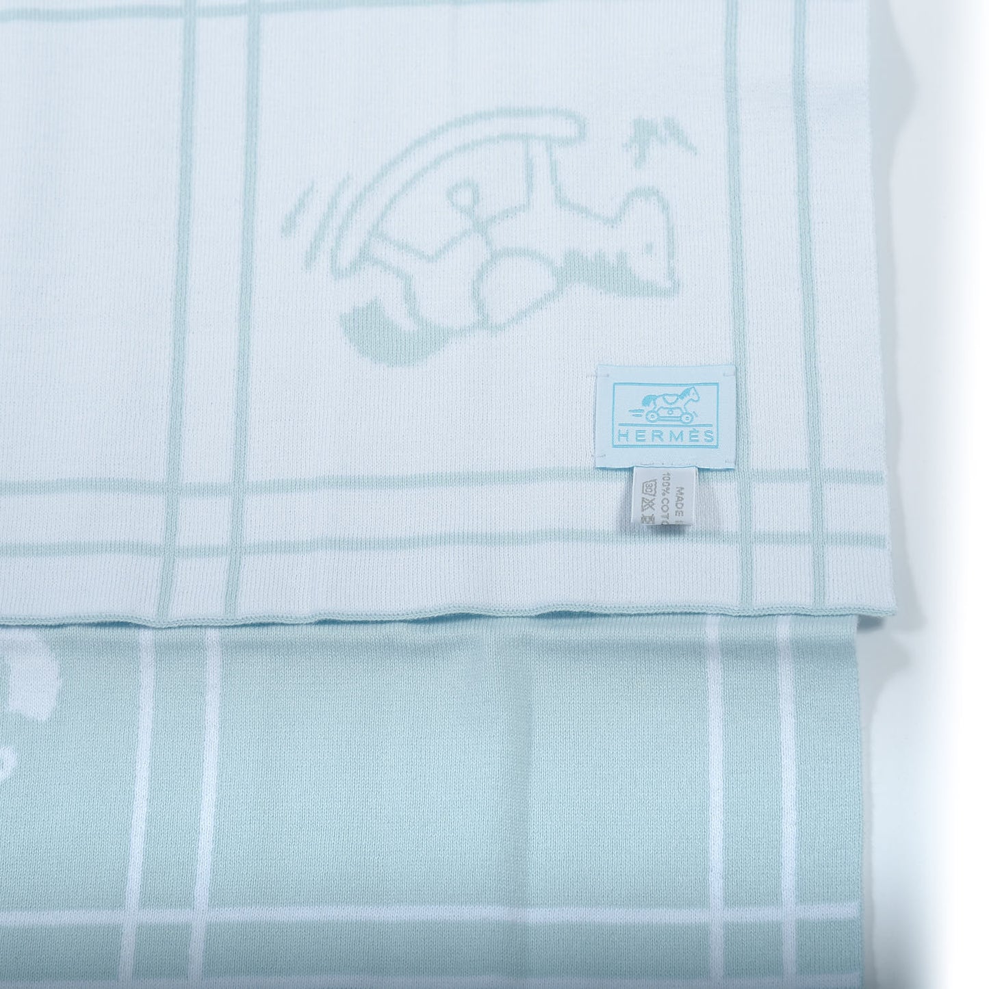 Cotton Knit Adada Baby Blanket Bleu Glacier