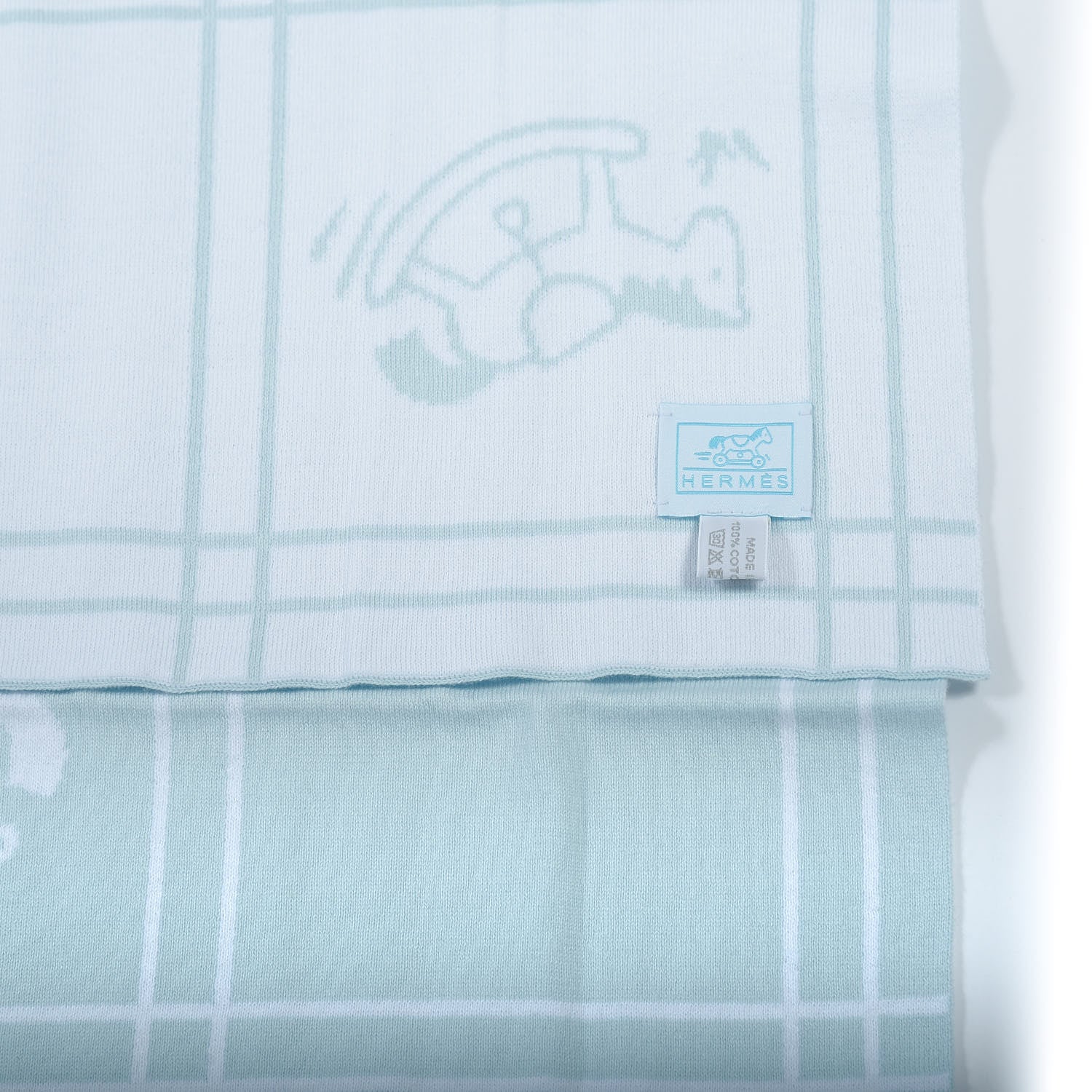 Hermes Cotton Knit Adada Baby Blanket Bleu Glacier 2 of 3