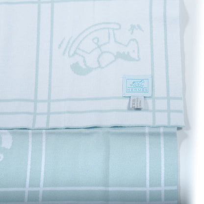 Hermes Cotton Knit Adada Baby Blanket Bleu Glacier 2 of 3
