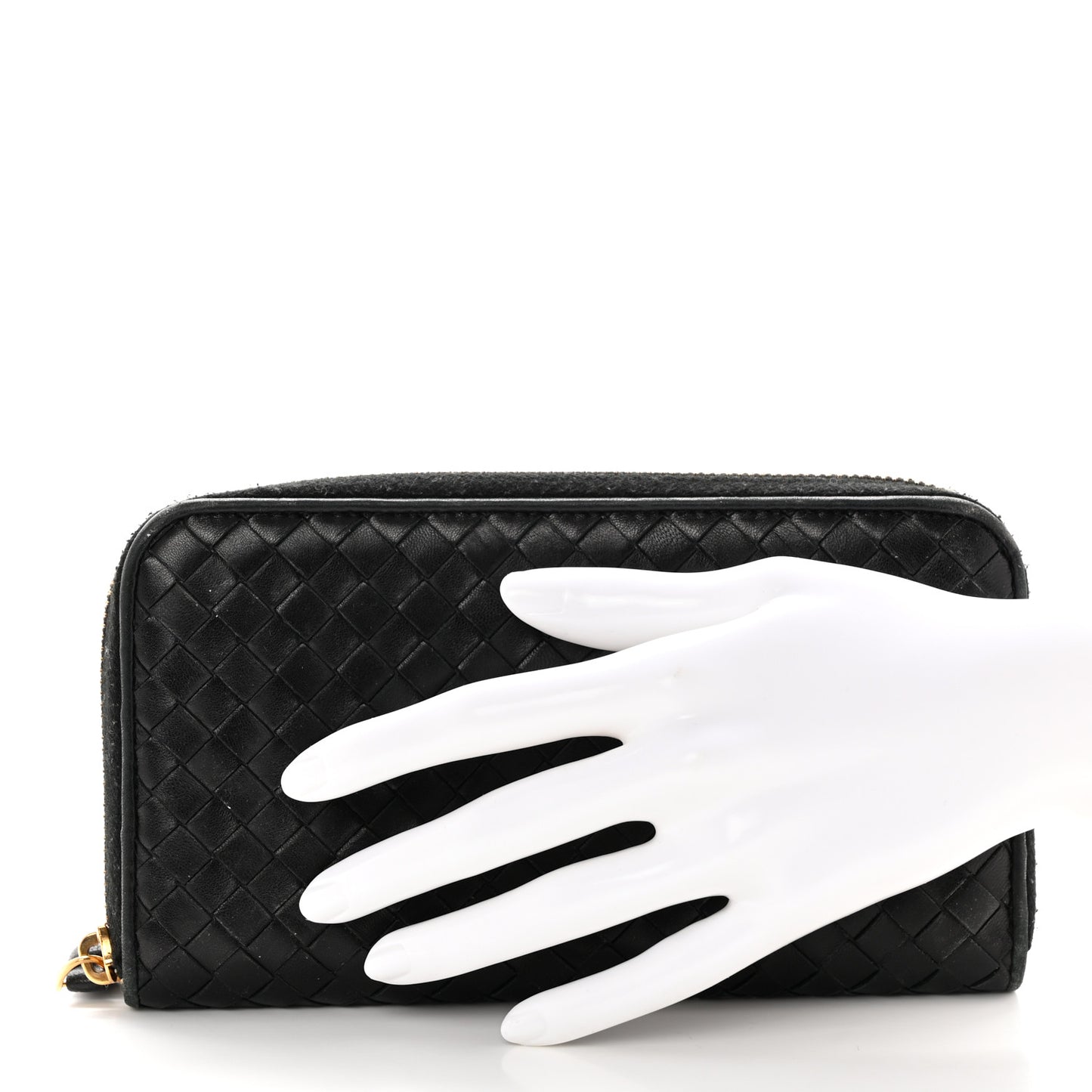 Nappa Intrecciato Zip Around Wallet Black