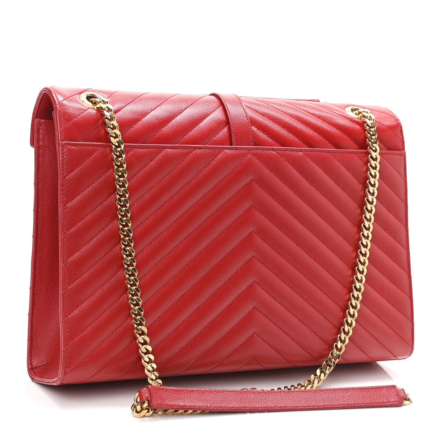 Grain De Poudre Matelasse Chevron Large Monogram Satchel Lipstick Red