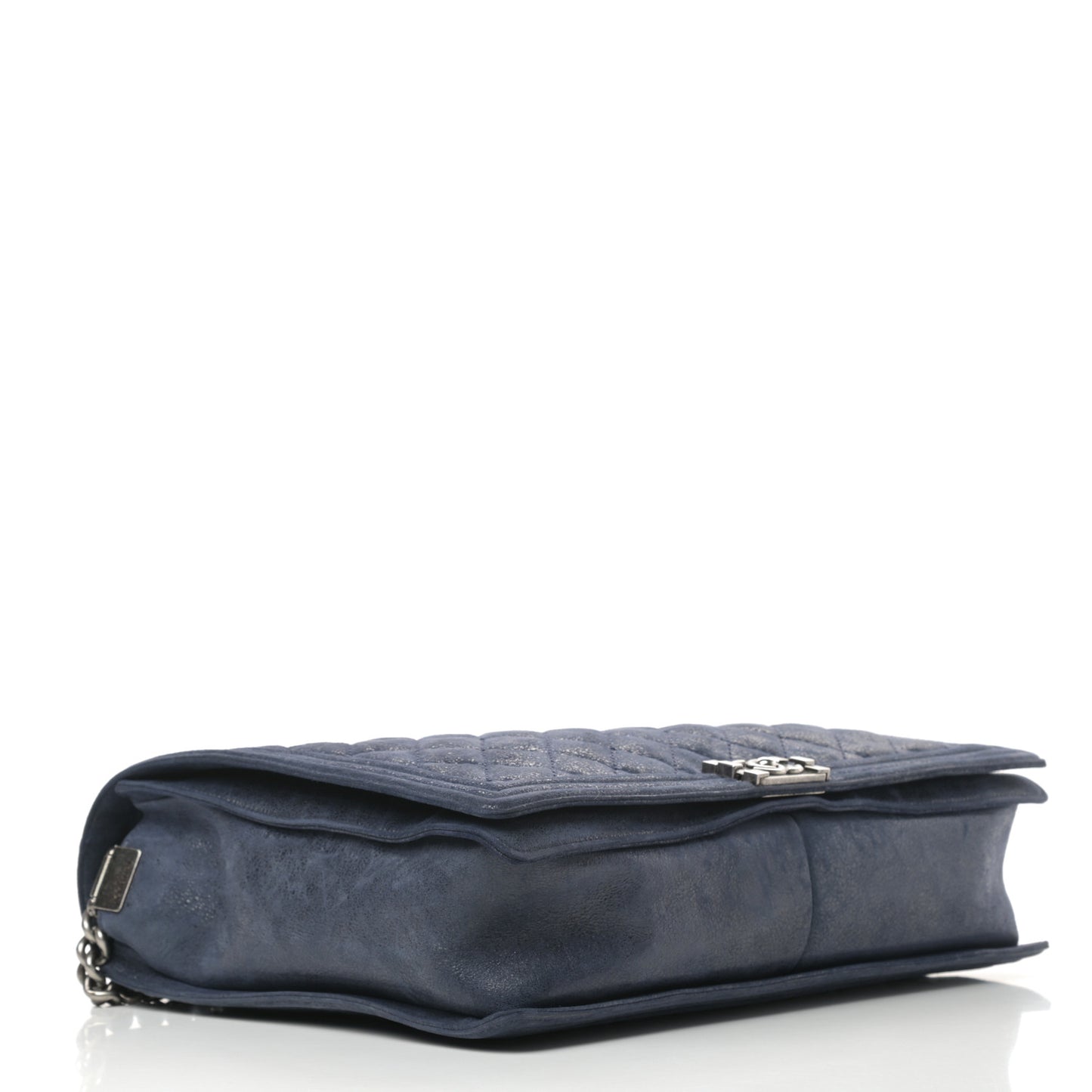 Goatskin Quilted Large Gentle Boy Flap Navy