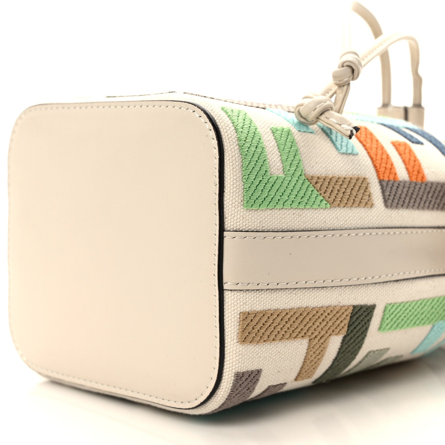 Fendi Canvas Vitello Grace F is Fendi FF Multicolor Embroidered Mini Mon Tresor Bucket Bag Grezzo Multicolor Latte 8 of 8