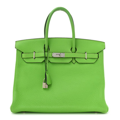Hermes Taurillon Clemence Birkin 35 Vert Cru 1 of 15