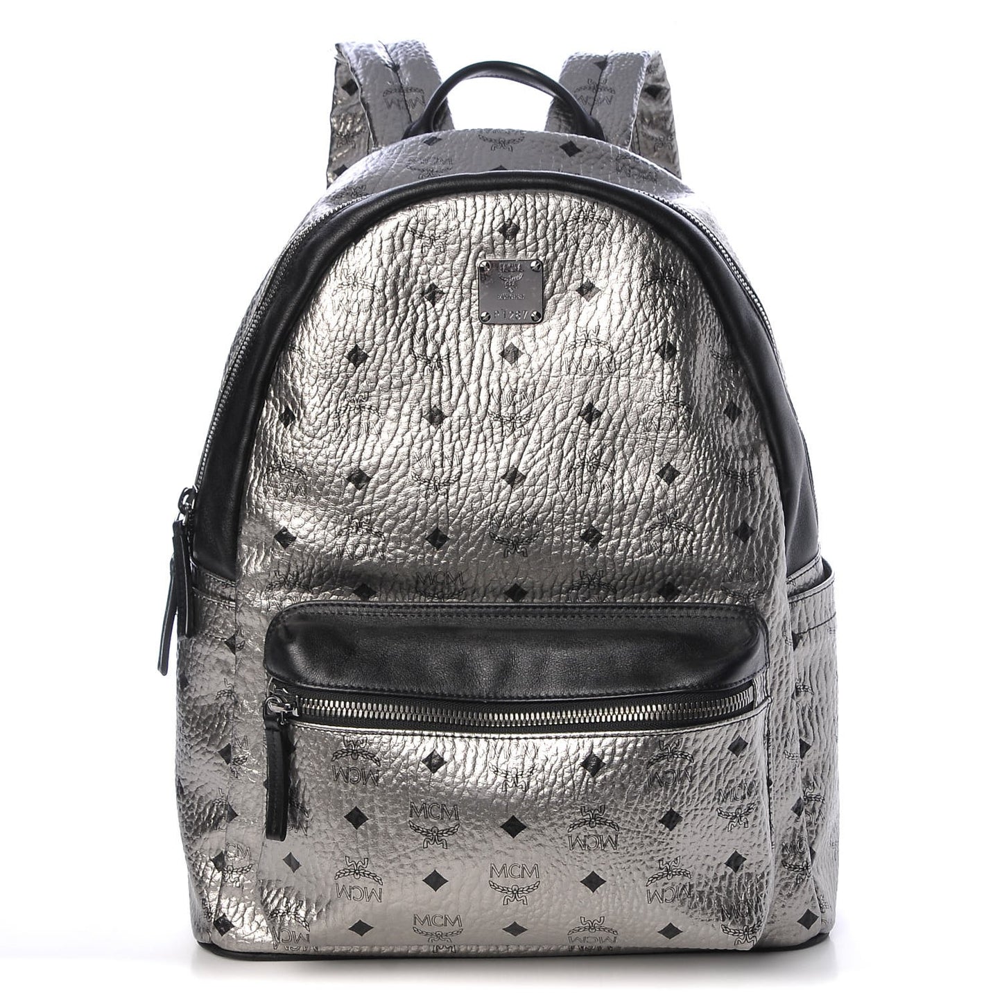 Metallic Visetos Medium Stark Backpack Silver Black