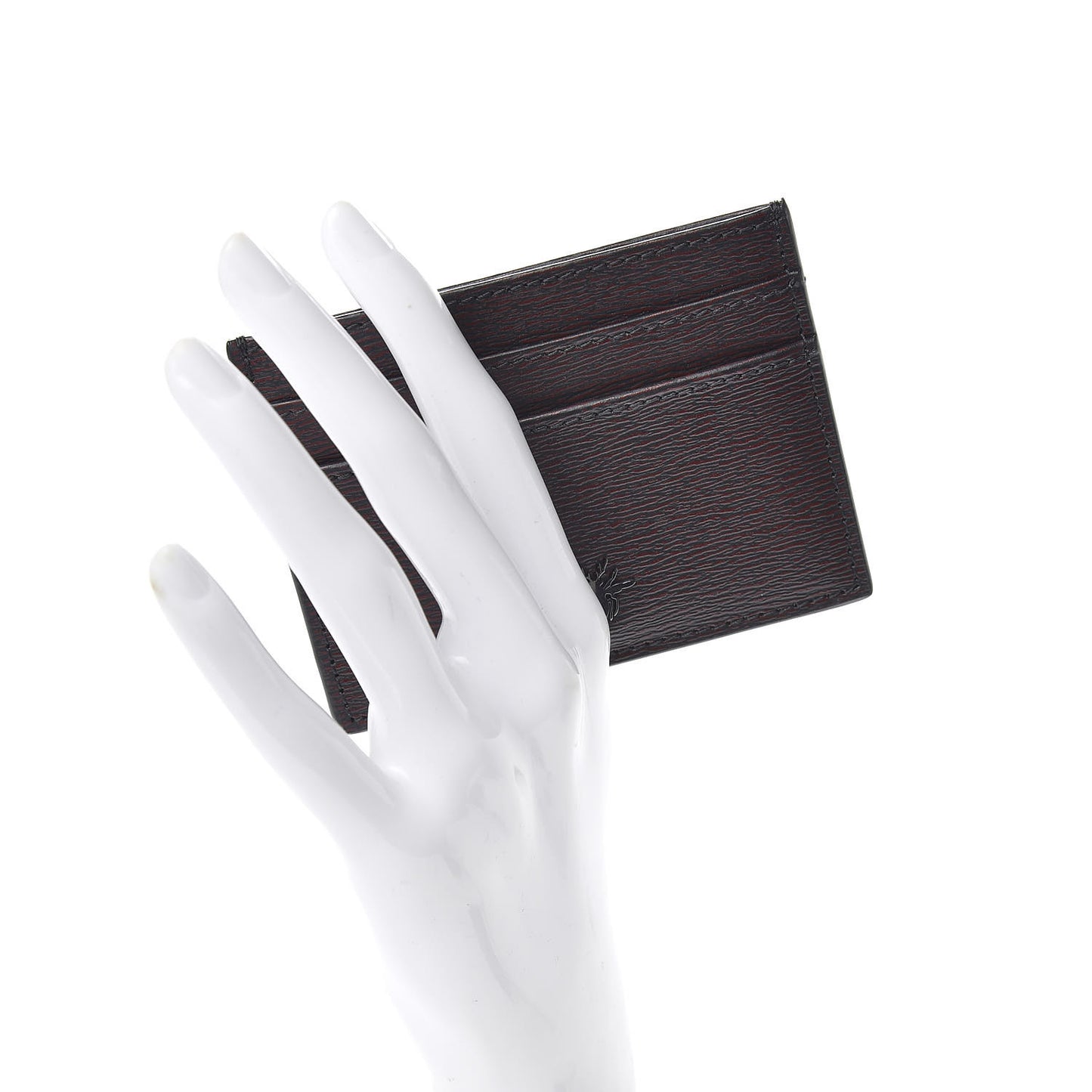 Calfskin Bee Signature Card Holder Red Black