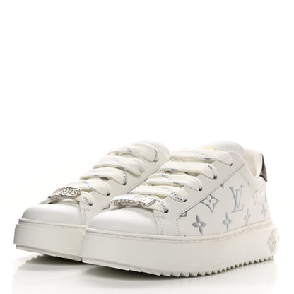 Louis Vuitton Calfskin Monogram Debossed Time Out Sneakers 36 White Silver 3 of 9