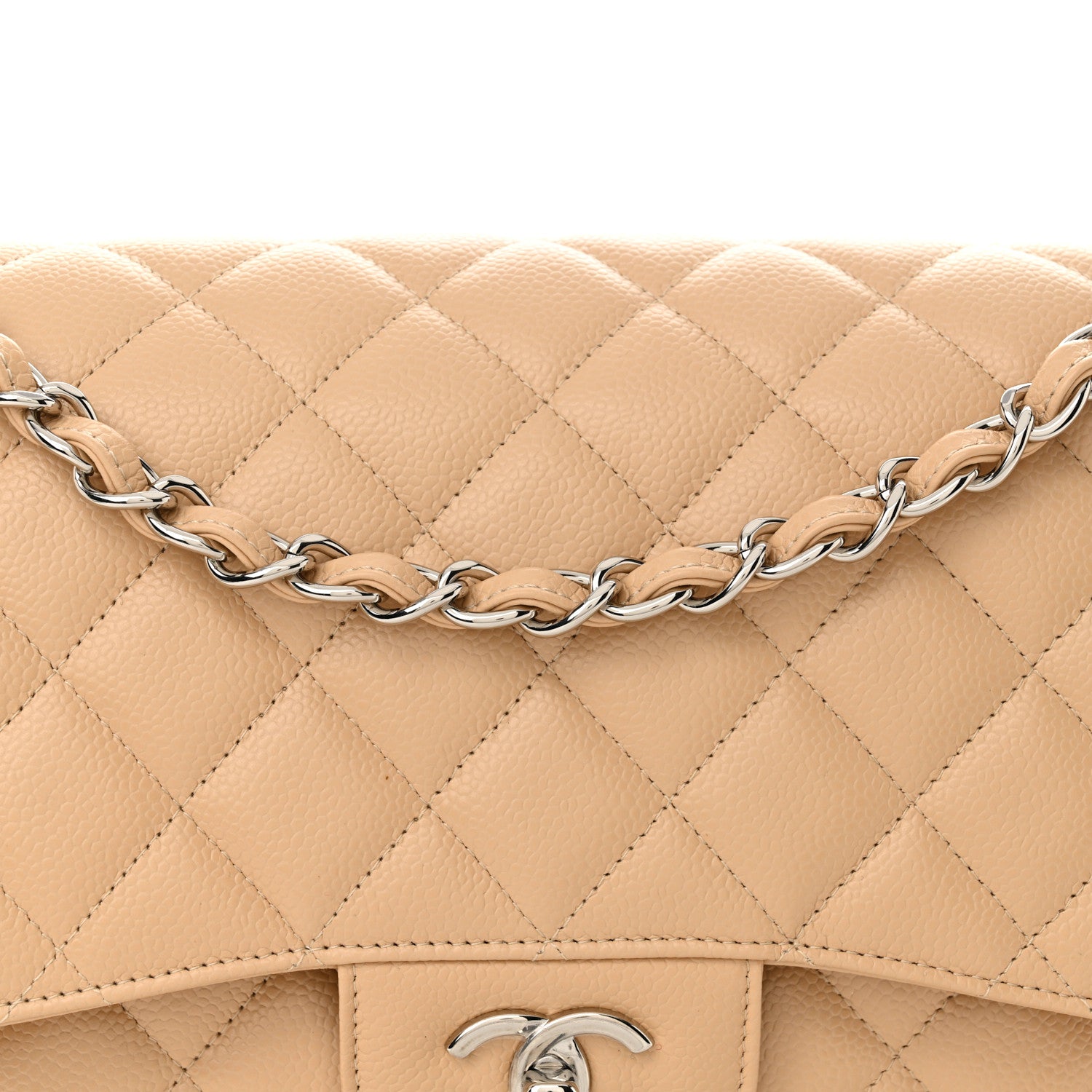 Chanel Caviar Quilted Jumbo Double Flap Beige 8 of 10