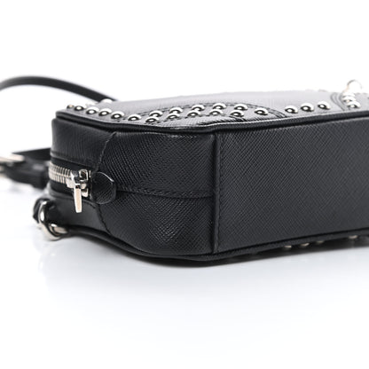 Prada Saffiano Studded Mini Camera Crossbody Black 9 of 10