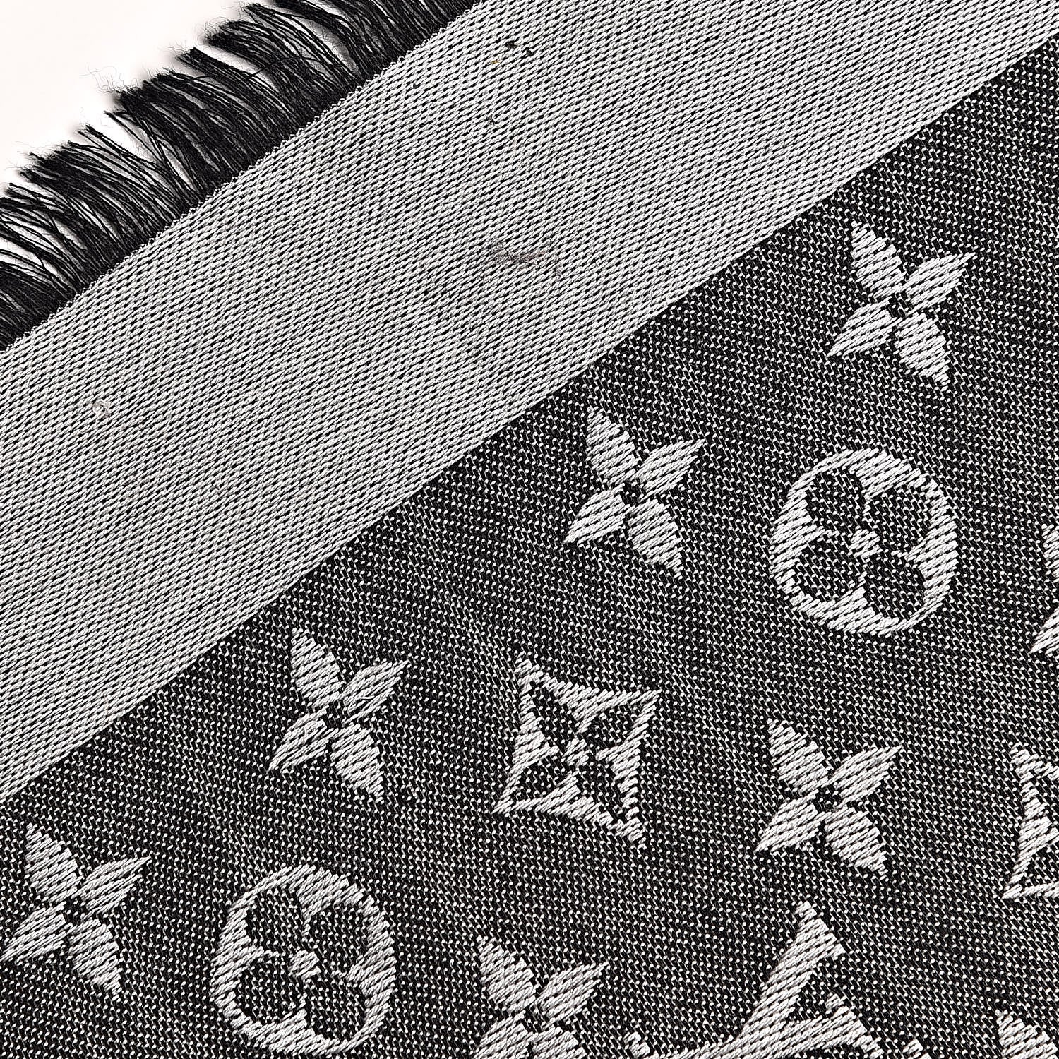 Louis Vuitton Wool Silk Monogram Denim Shawl Black 5 of 6