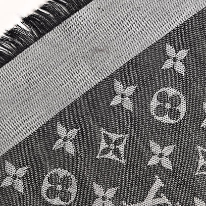 Louis Vuitton Wool Silk Monogram Denim Shawl Black 5 of 6