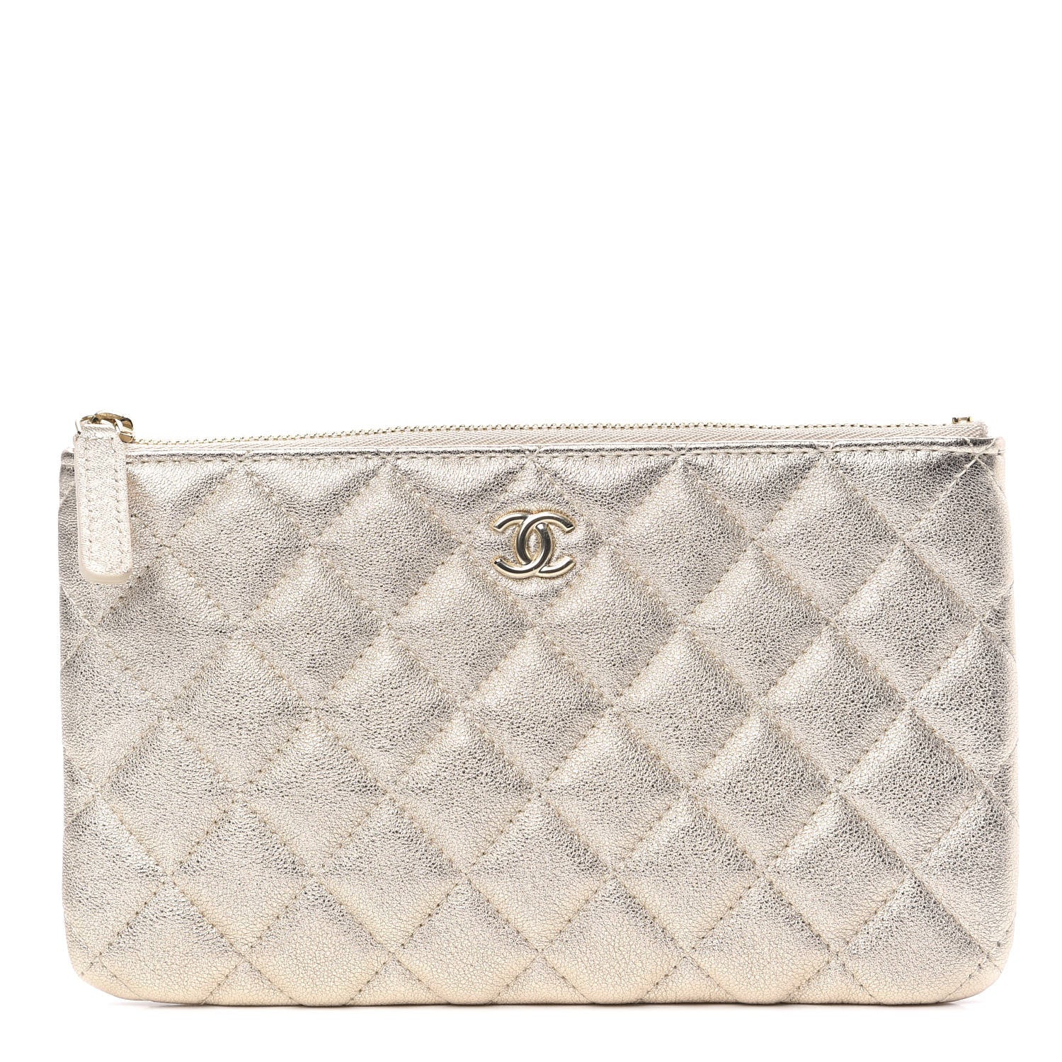 Chanel Metallic Lambskin Quilted Cosmetic Case Gold 1 of 10