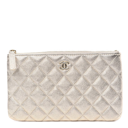 Chanel Metallic Lambskin Quilted Cosmetic Case Gold 1 of 10