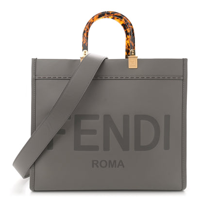 Fendi Vitello King Plexiglass Logo Embossed Medium Fendi Sunshine Shopper Tote Moon 1 of 10