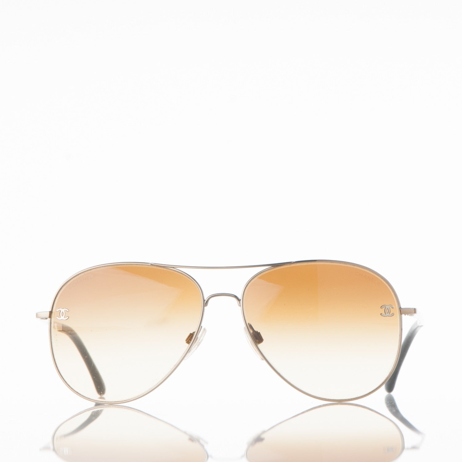 Chanel Aviator CC Sunglasses 4189-T-Q Gold 2 of 8