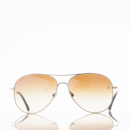 Chanel Aviator CC Sunglasses 4189-T-Q Gold 2 of 8