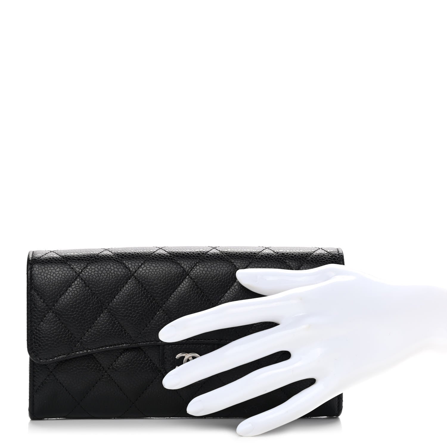 Chanel Caviar Quilted Large Gusset Flap Wallet Black 2 of 9