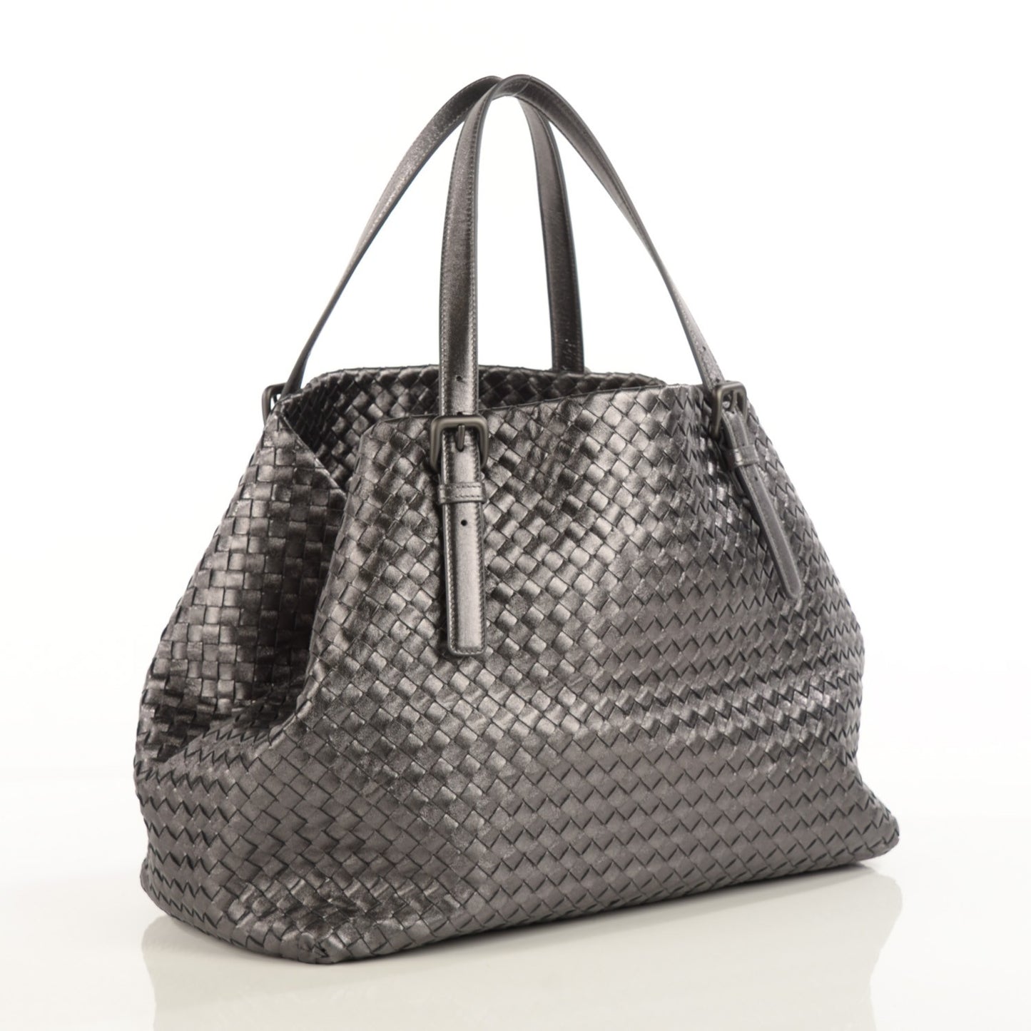 Grosgrain Intrecciato Large Seamless Tote Argento