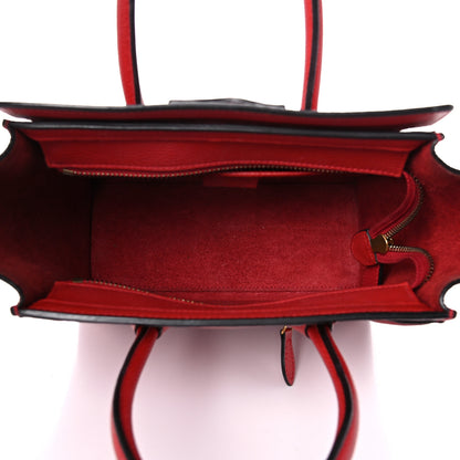 Celine Drummed Calfskin Nano Luggage Red 5 of 27