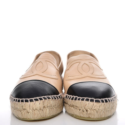 Chanel Lambskin CC Espadrilles 41 Beige Black 2 of 9