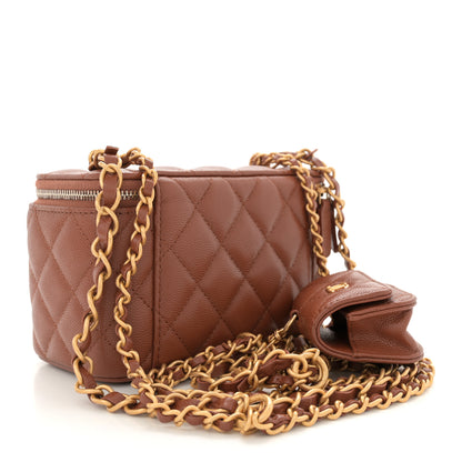 Chanel Caviar Quilted Small Vanity Case With Airpods Pro Case Brown 2 of 9