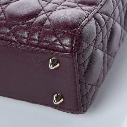Christian Dior Lambskin Cannage Small Lucky Badges My Lady Dior Burgundy 10 of 14