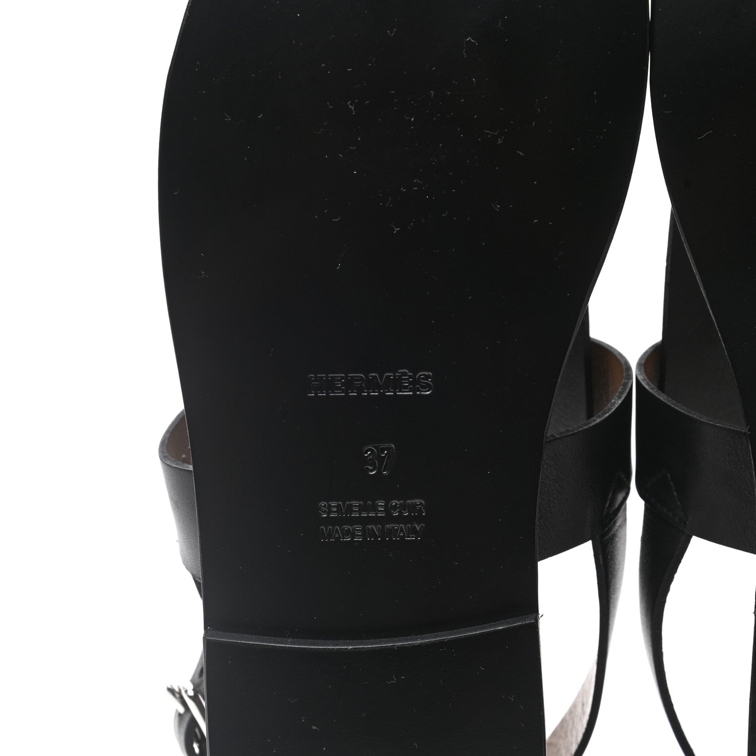 Hermes Calfskin Sandals 37 Black 6 of 8