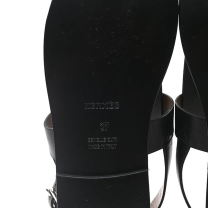 Hermes Calfskin Sandals 37 Black 6 of 8