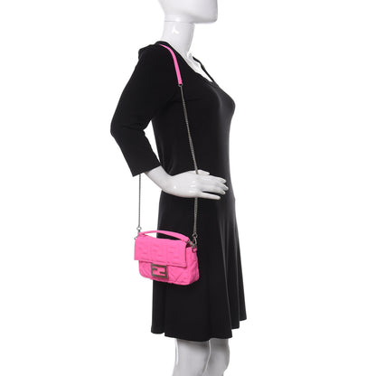 Fendi Lycra FF Embossed Mini Baguette Rosa Fluo 2 of 12