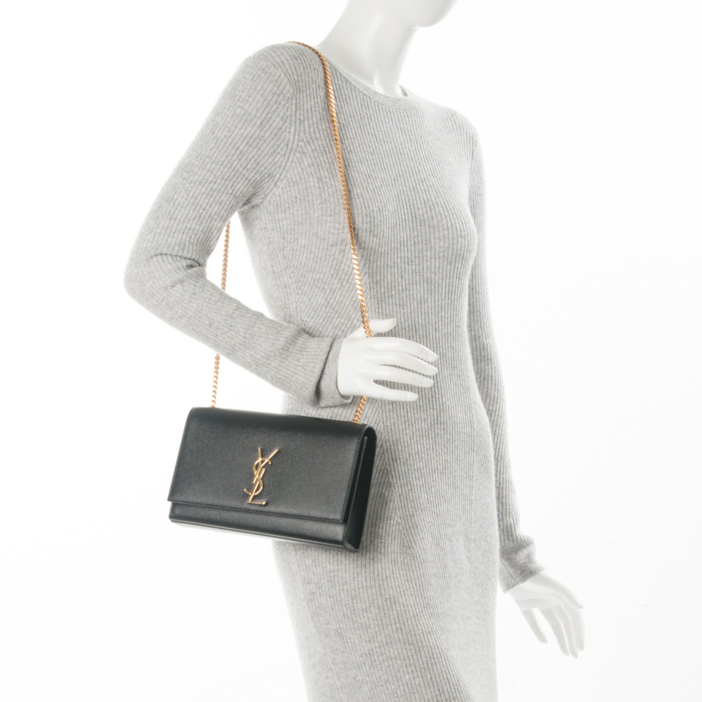 Grain De Poudre Medium Classic Monogram Kate Satchel Black
