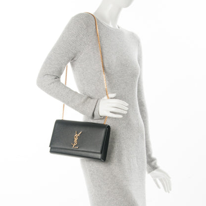 Saint Laurent Grain De Poudre Medium Classic Monogram Kate Satchel Black 2 of 6