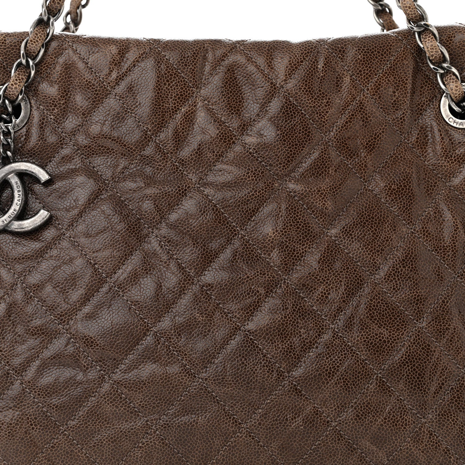 Chanel Glazed Caviar Quilted Tote Brown 8 of 10
