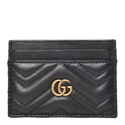 Gucci Calfskin Matelasse GG Marmont Card Holder Black 1 of 7