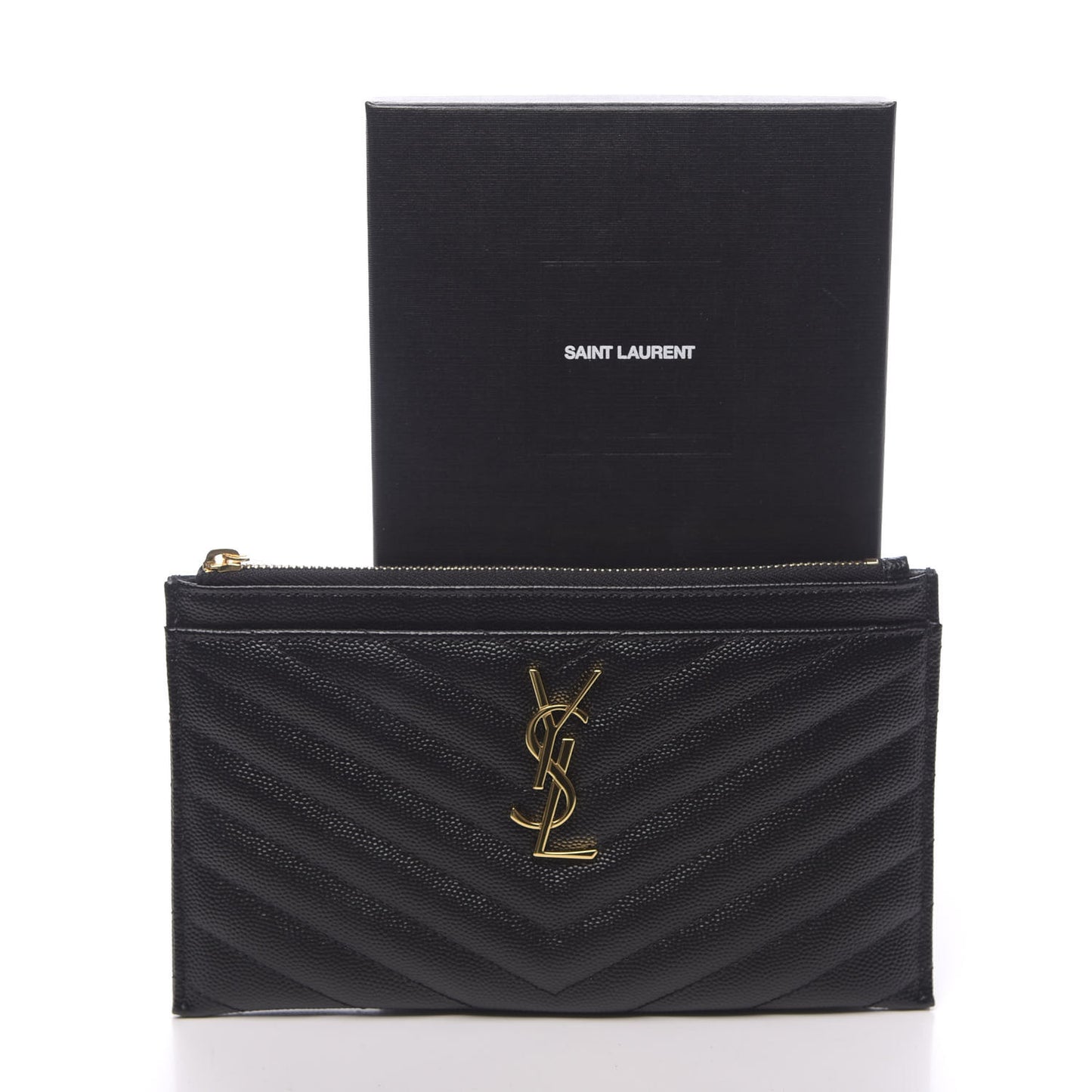 Grain De Poudre Chevron Monogram Bill Pouch Black