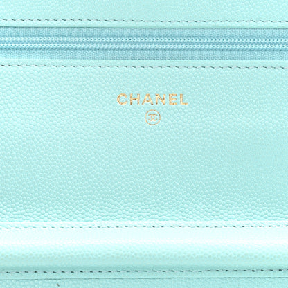 Chanel Caviar Quilted Wallet On Chain WOC Light Blue 5 of 11