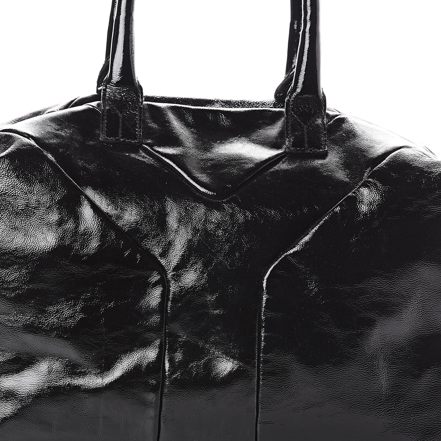 Textured Patent Medium Easy Y Bag Black