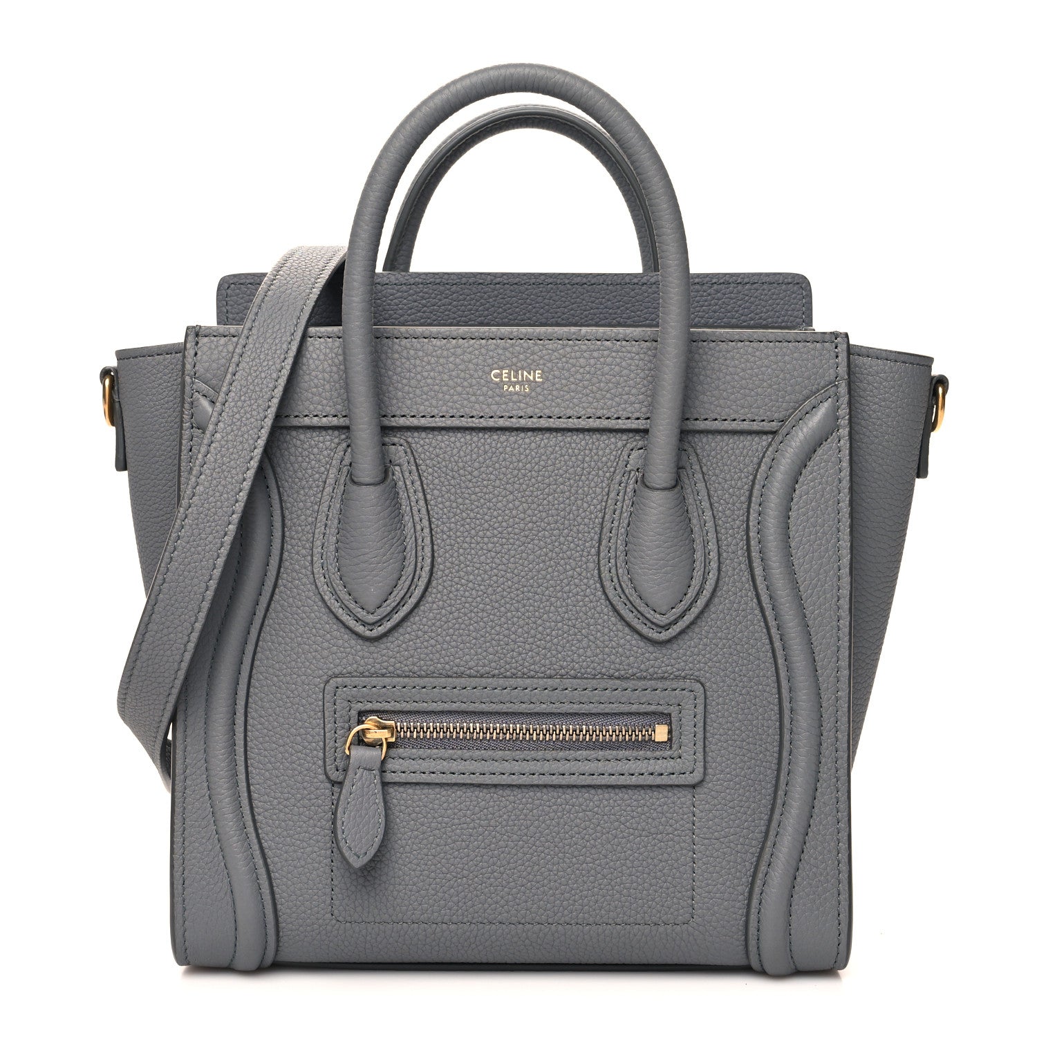 Celine Drummed Calfskin Nano Luggage Kohl 1 of 11