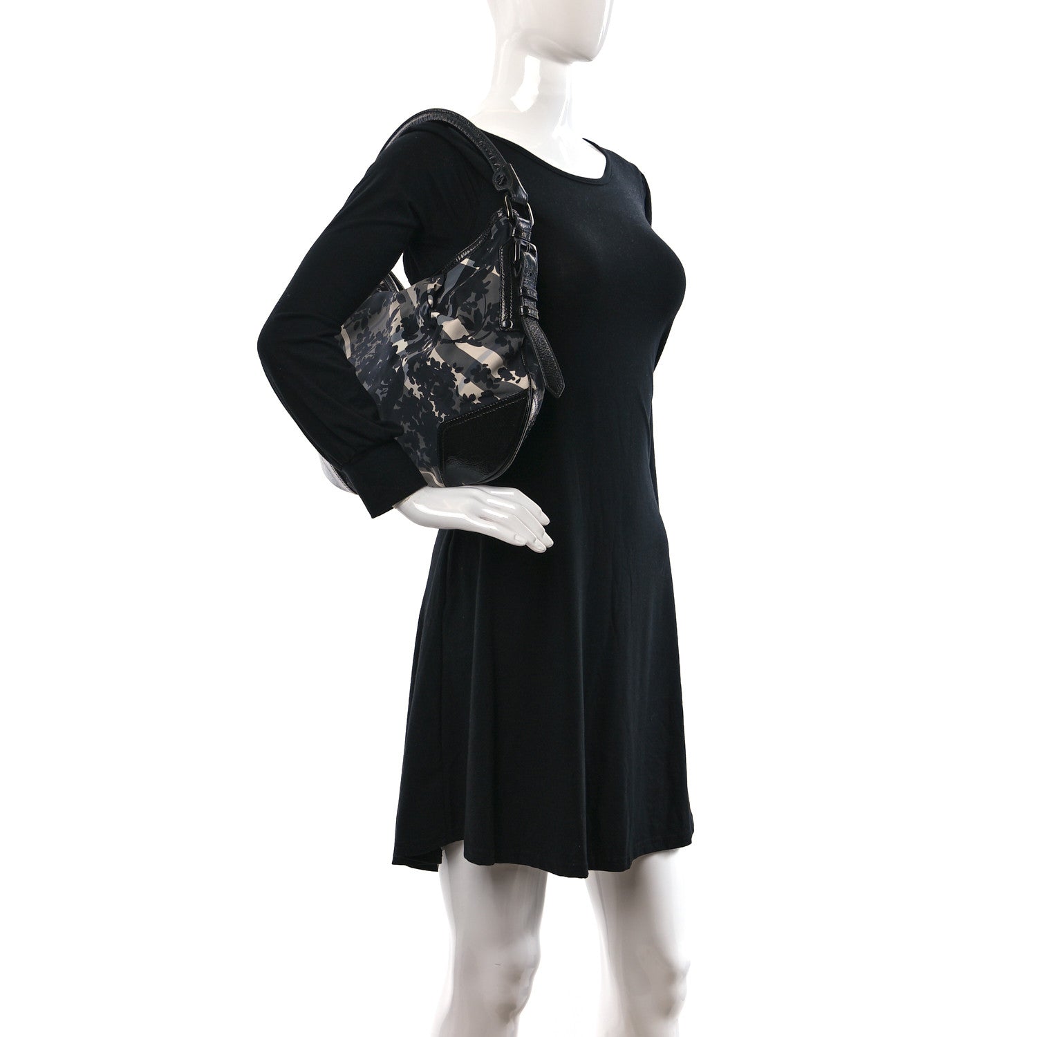 Burberry Nylon Beat Check Floral Florence Tote Black 3 of 9