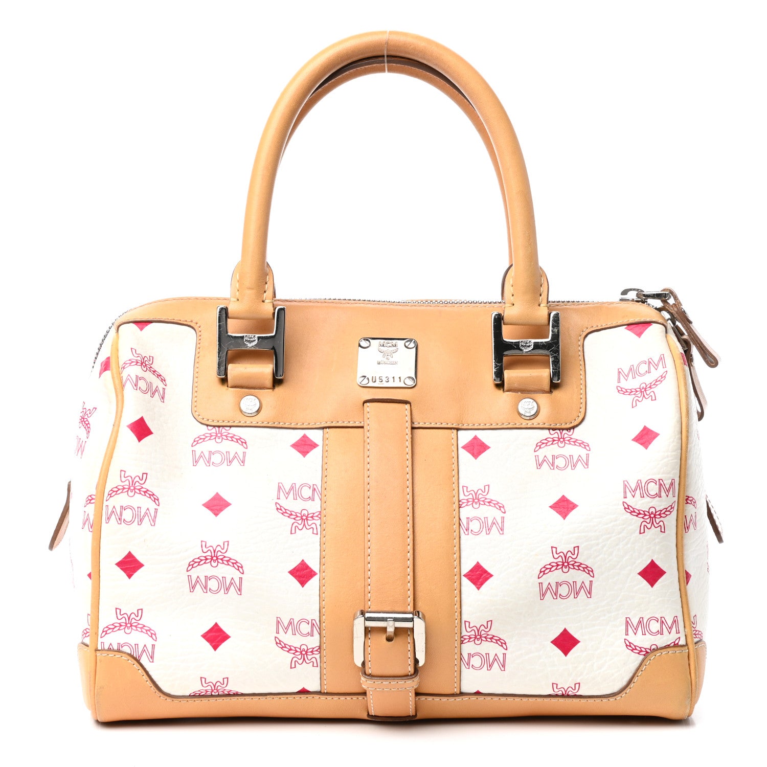 MCM Visetos Boston Bag White 1 of 11