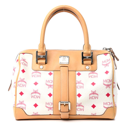 MCM Visetos Boston Bag White 1 of 11