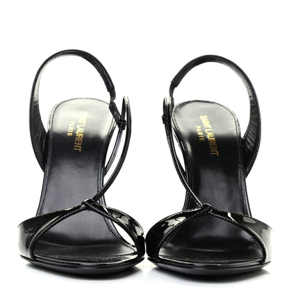 Saint Laurent Patent Calfskin Anouk 110 Sandals 39 Black 2 of 8