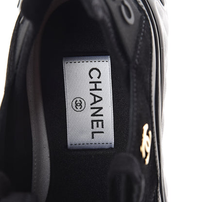 Chanel Fabric Calfskin Suede CC Sneakers 39 Black 5 of 7