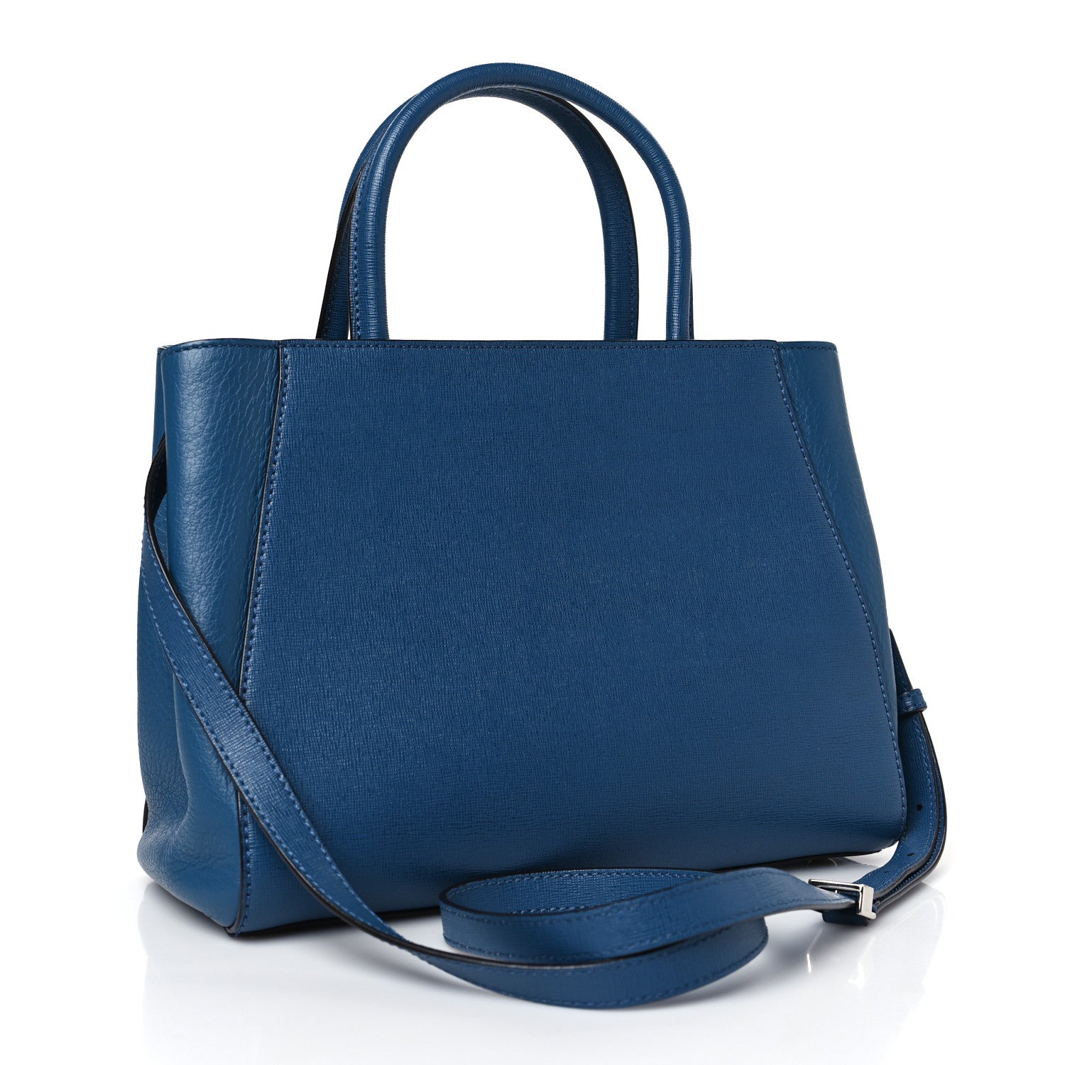 Fendi Vitello Elite Petite 2Jours Tote Blue Cobalto 3 of 8
