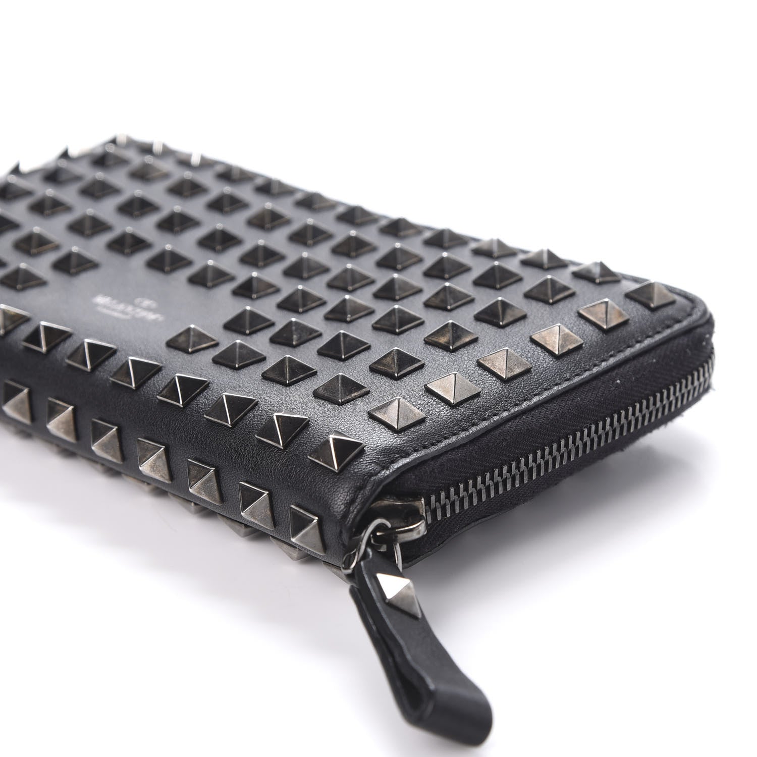 Valentino Garavani Calfskin Rockstud All Over Zip Around Wallet Black 7 of 12