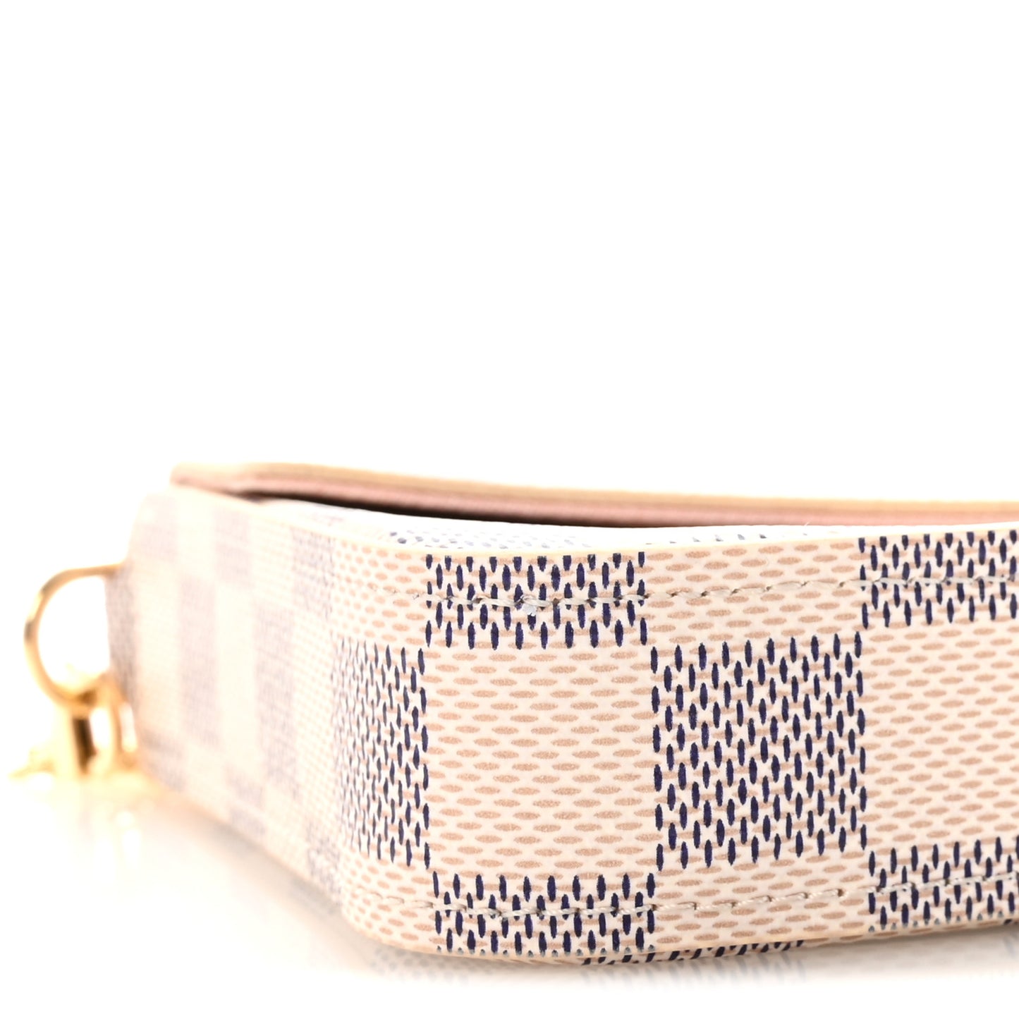 Damier Azur Pochette Felicie Chain Wallet Rose Ballerine