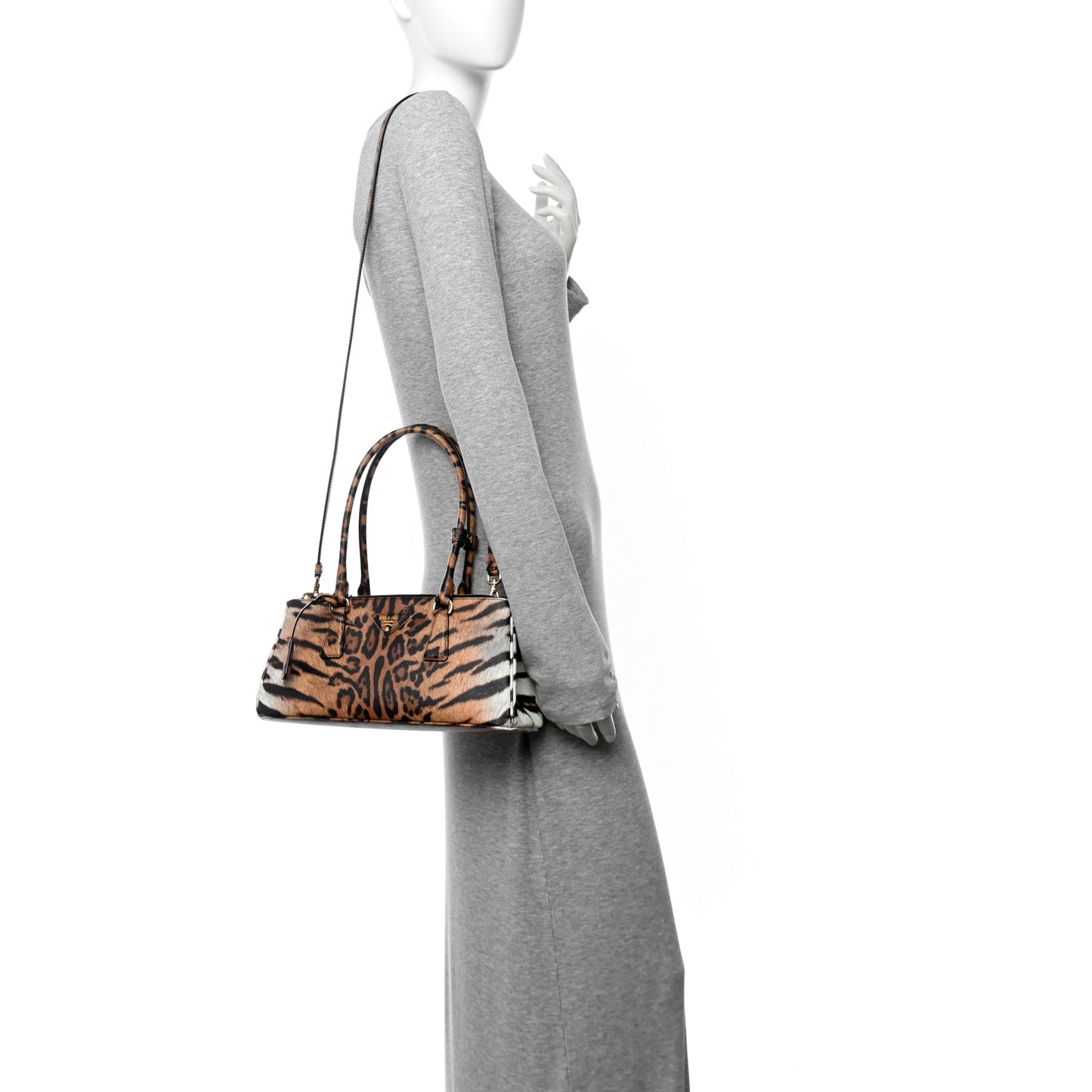 Saffiano Printed Medium East West Galleria Double Zip Bag Miele