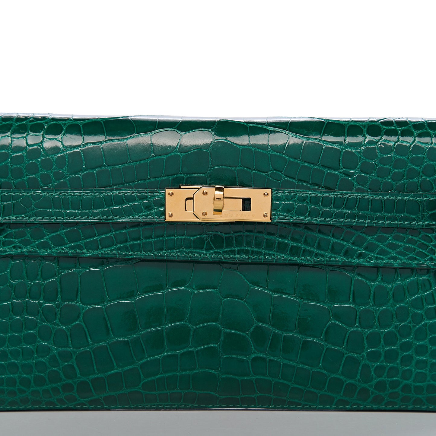 Shiny Alligator Kelly Longue Wallet Vert Emeraude