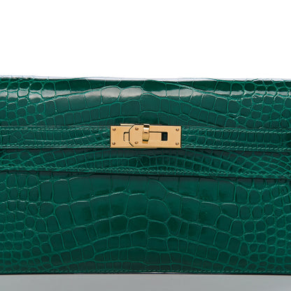 Hermes Shiny Alligator Kelly Longue Wallet Vert Emeraude 17 of 22